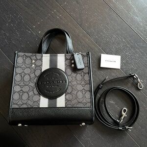 Coach Dempsey Tote in Signature Jacquard monogram with Stripe and Coach Patch